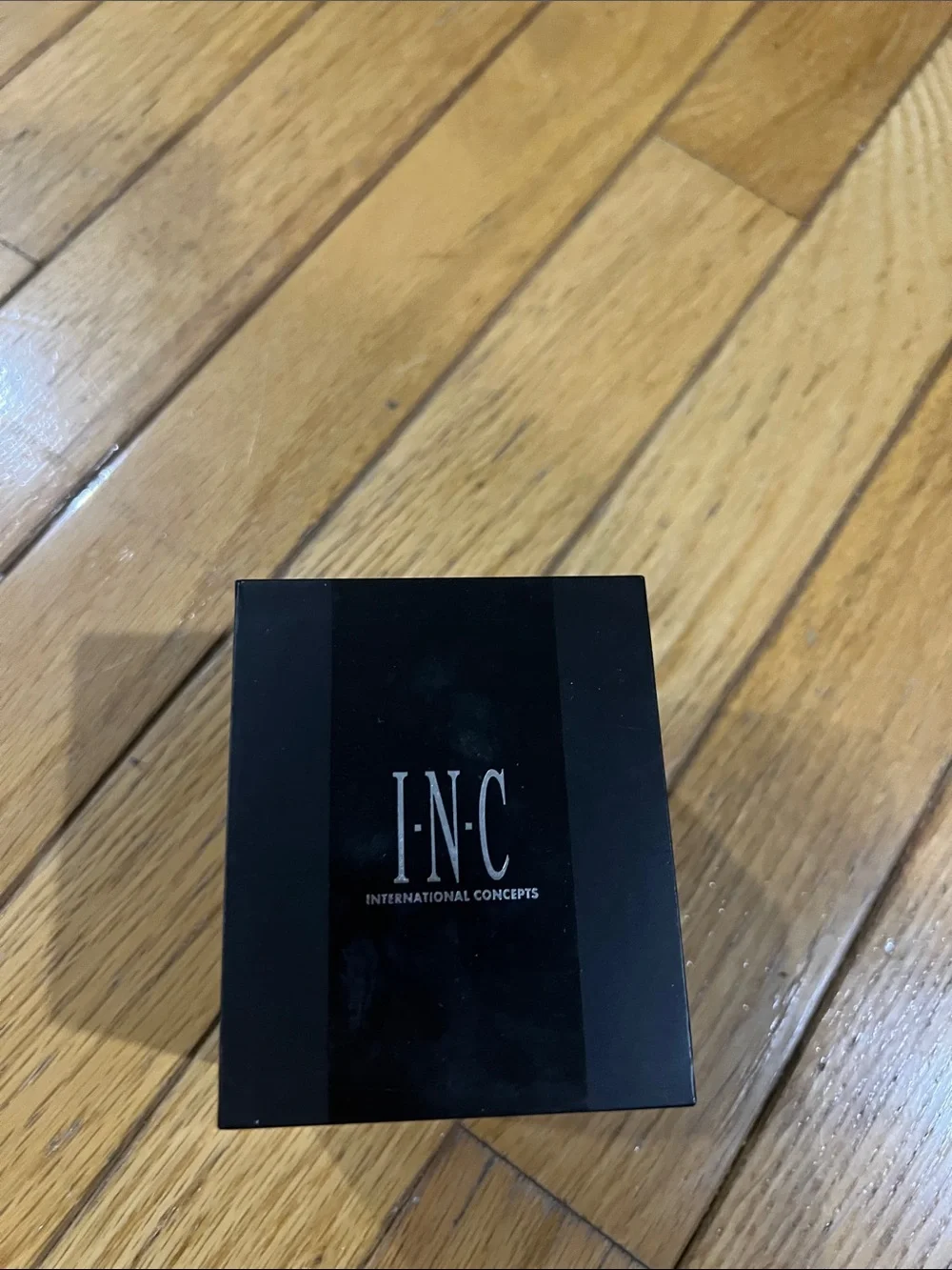 INC International Concepts Black Dial Watch with Tan Leather Strap